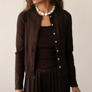 Donni Ribbed Cardigan Espresso Medium